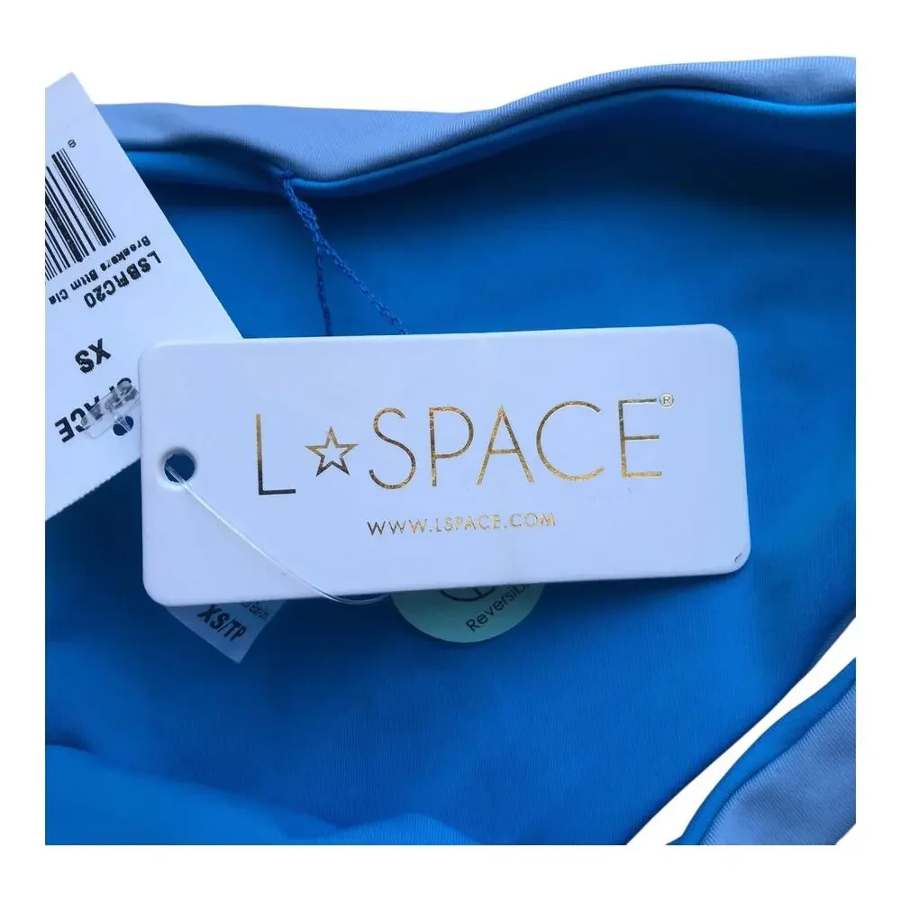 L Space Breakers Blue Reversible Classic Bikini Bottom Women's Size XS NWT
